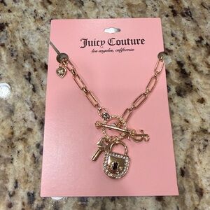 Juicy Couture Gold Colored Charm Toggle Necklace
